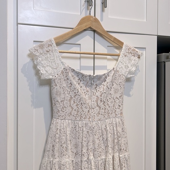 Lulus Absolutely Stunning White Lace Off-the-Shoulder Midi Dress Size XS - Picture 13 of 17